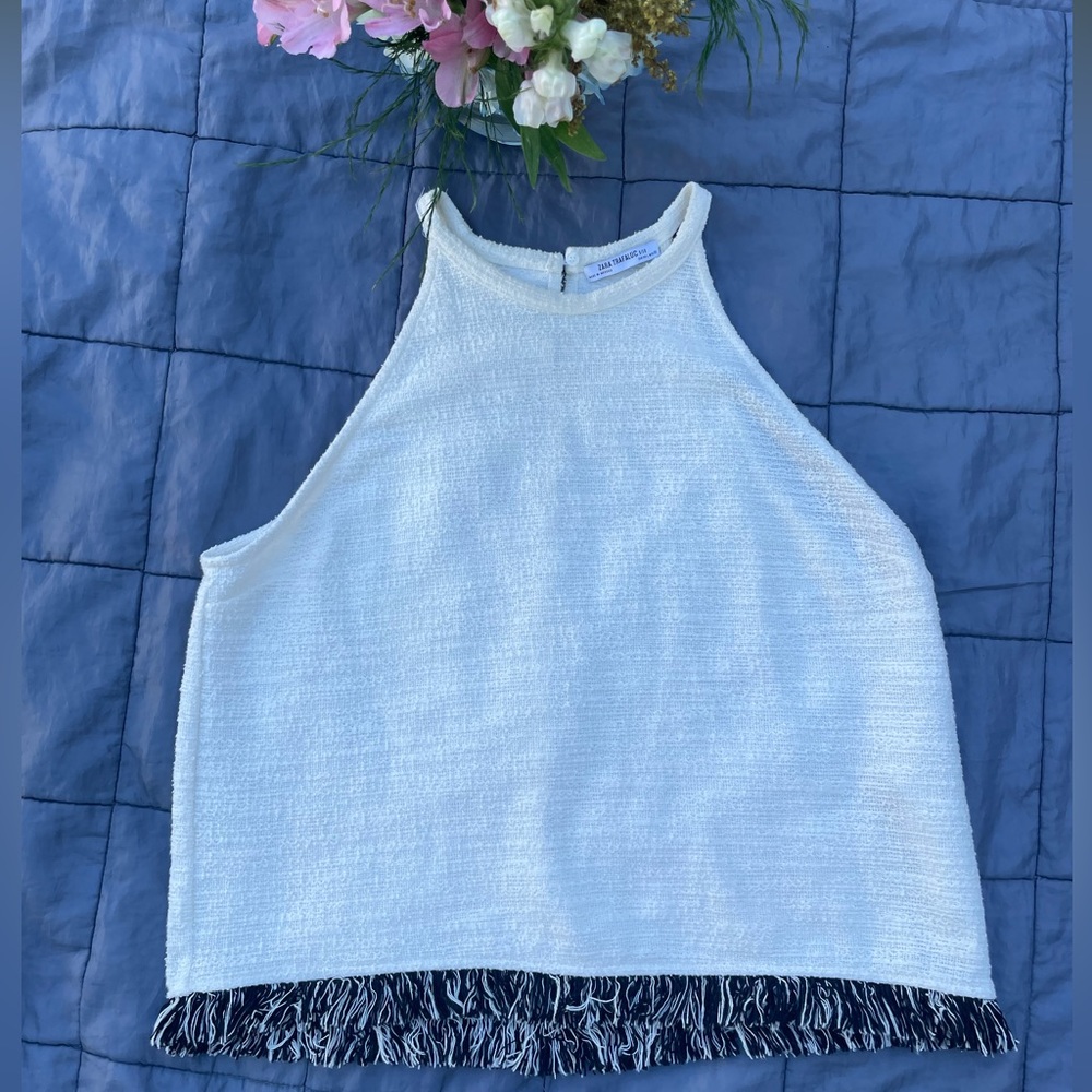Zara Trafaluc SM white sleeveless blouse halter top